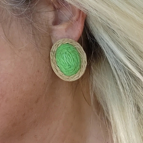 RAFFIA OVERSIZED STATEMENT EARRINGS - Picture 1 of 10